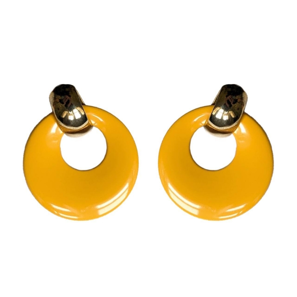 Yellow and Gold Jangly Power Earrings | Vintage 80s